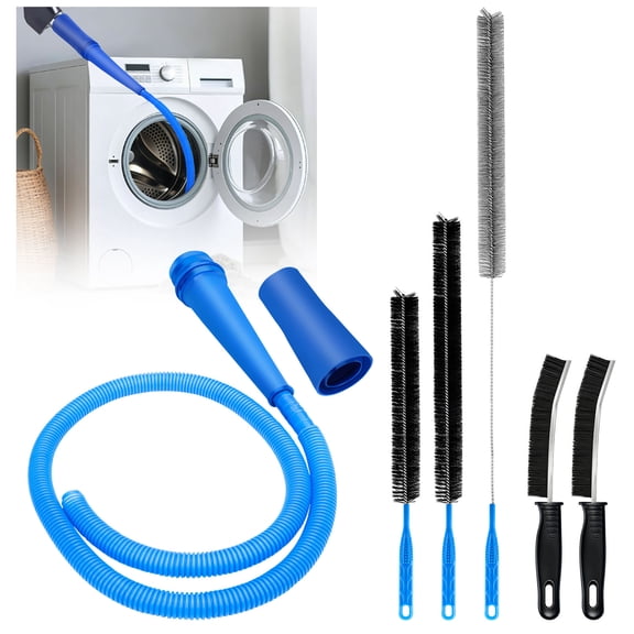 TSV 6pcs Dryer Vent Cleaner Kit, Flexible Dryer Lint Brush and Vacuum Hose Attachment, Refrigerator Coil Cleaning Brush, Air Conditioner Cleaning Brush, Crevice Washer washbasin Cleaning Tool Set