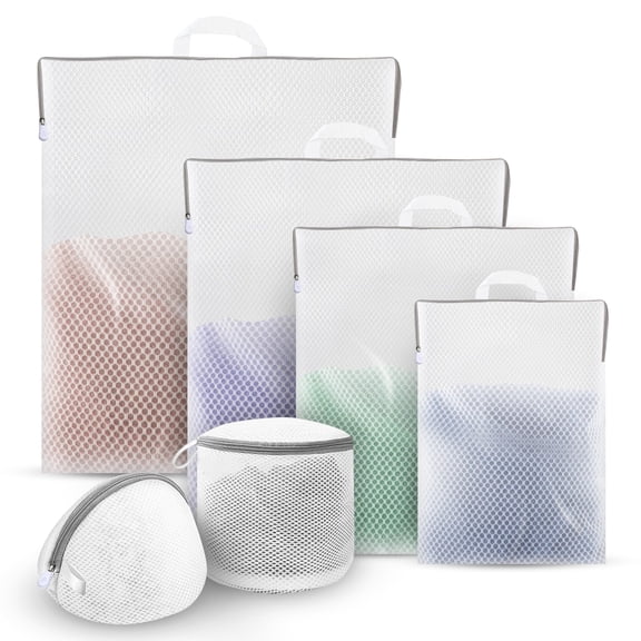 TSV 6pcs Mesh Laundry Bags for Delicates, Hanging Honeycomb Laundry Bags, Socks Bag for Washing Machine