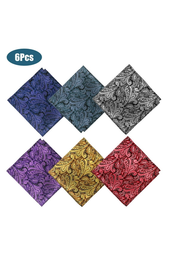 6pcs Men's Handkerchiefs, Soft Pocket Squares, Elegant and Vintage Hankies, 9.6x9.6''