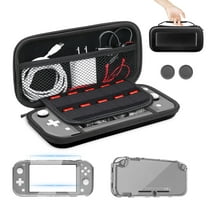 TSV 7-in-1 Accessories Kit Bundle Fit for Nintendo Switch Lite – Travel Carrying Case Bag, Screen Protector, Clear Case & Thumb Caps