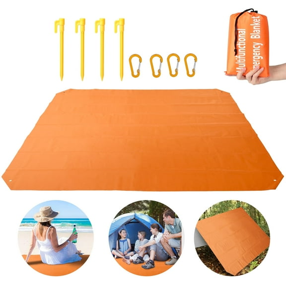 TSV Beach Blankets, 78.7 x 59'' Waterproof & Sandproof Picnic Blanket Outdoor Camping Mat, Orange