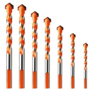 TSV 7pcs Masonry Drill Bits with Triangle Shank, Tungsten Carbide Twist Drill Bits for Concrete Tile Brick Glass Plastic