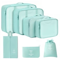 TSV 7pcs Packing Cubes for Suitcases, Light Packing Cubes for Travel, Luggage Organizer Bags Set, Lake Blue