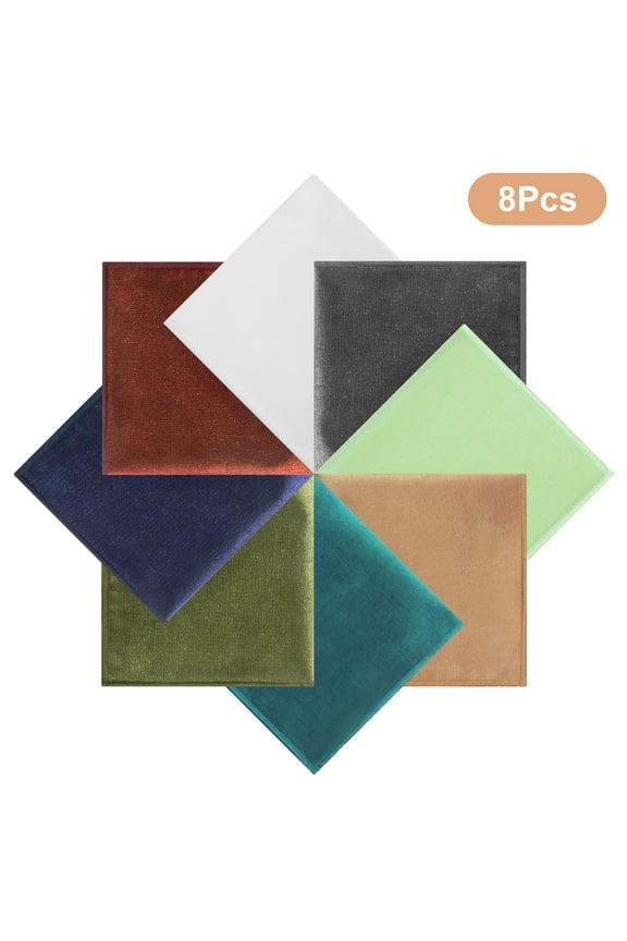 8pcs Handkerchiefs for Men, 9.6 x 9.6" Classic Plain Pocket Square, Soft Cotton Hankies