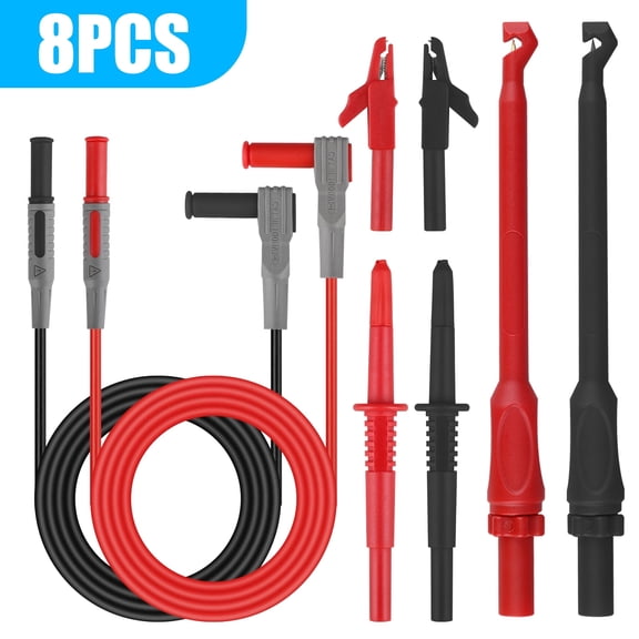 TSV 8 Pack Silicone Multimeter Test Lead Kit, Electrician Test Leads with Alligator Clips & Needle Probe for Electrical Testing