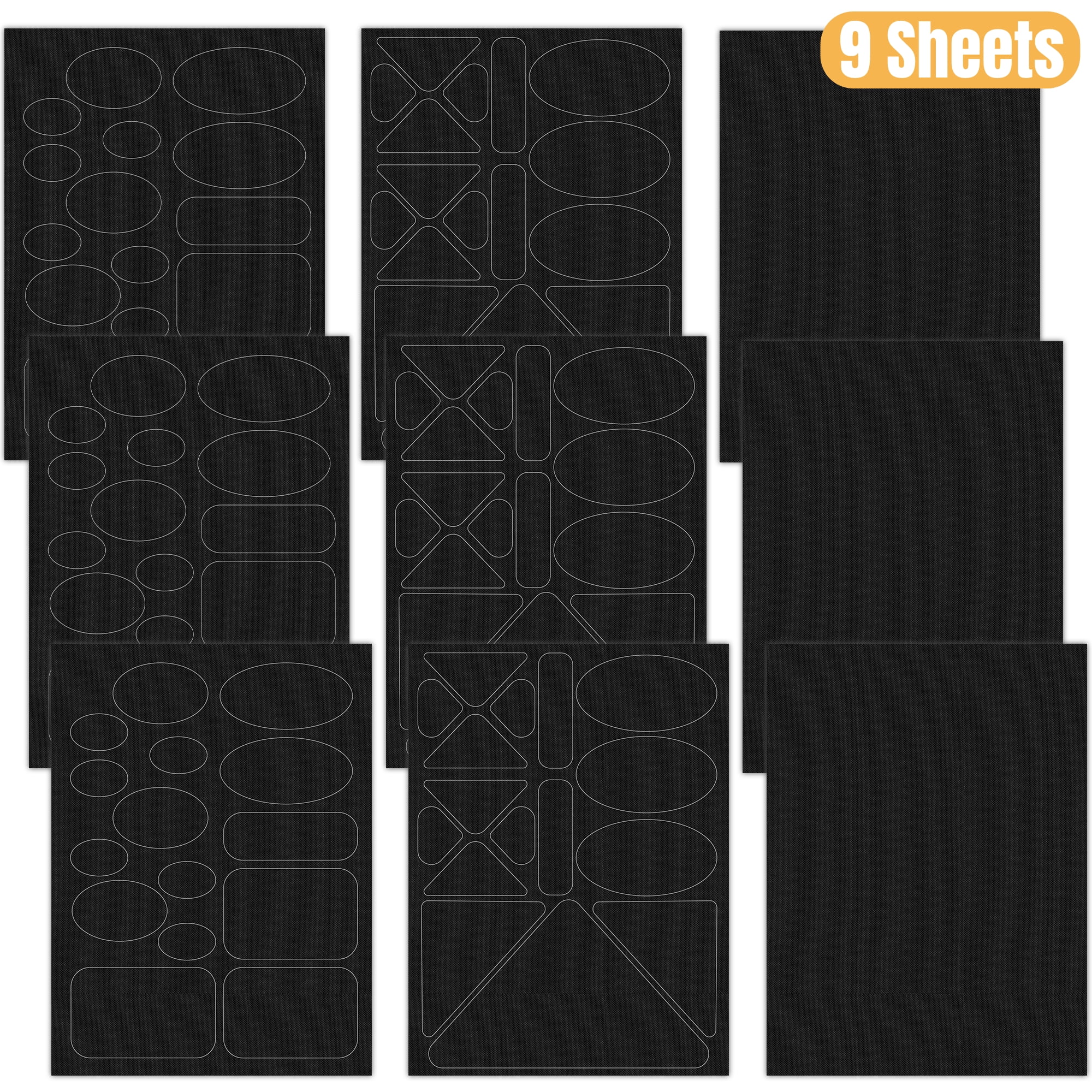6 Sheets Down Jacket Patches Nylon Tape Repair Patch Self-Adhesive Patch Down  Jacket Repair Tape Self-Adhesive Waterproof for Jacket Clothing Tent Down  Jacket Holes Black (90 Patch) 