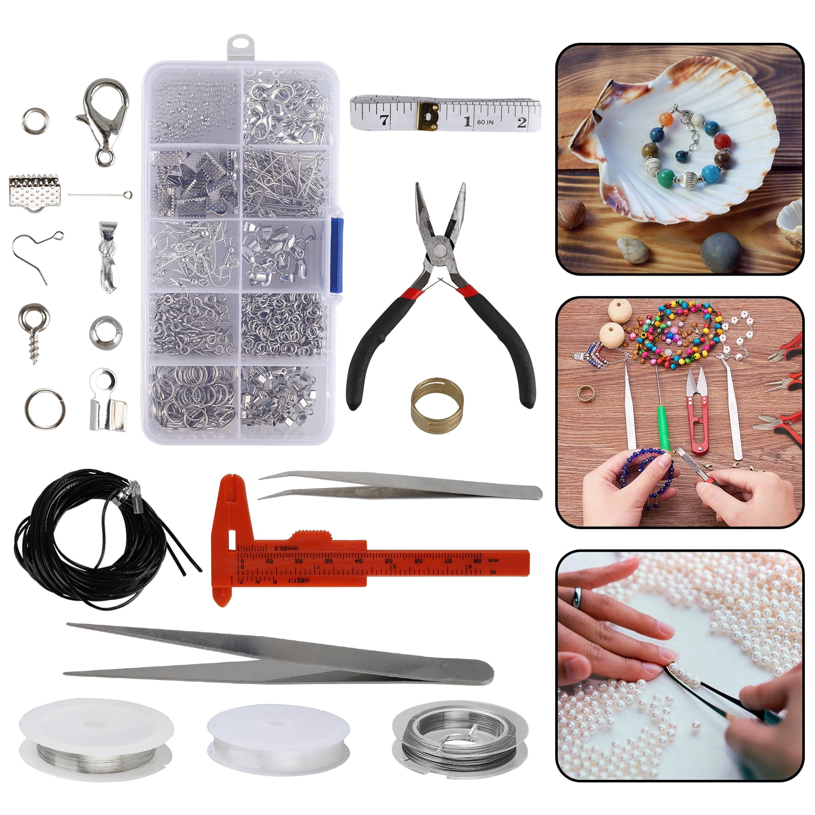 54 Pcs Wire Jewelry Making Kit Plier Repair Tools DIY Craft Working Kit Set