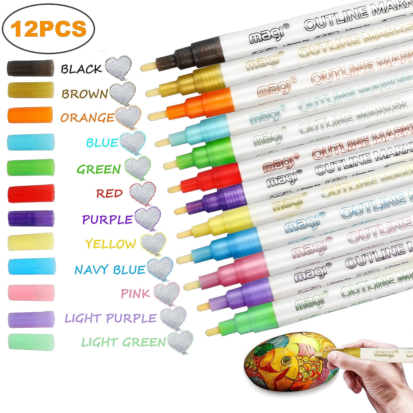 TOOLI-ART Acrylic Paint Markers Paint Pens Assorted Vibrant Markers for Rock Painting, Canvas, Glass, Mugs, Wood, Ceramic, Fabric, Meta