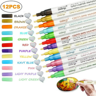 Arrtx Acrylic Paint Pens, 24 Colors Brush Tip and Fine Tip  (Dual Tip) Paint Markers for Rock Painting, Water Based Acrylic Painting  Supplies for Fabric Painting,Wood, Plastic, Canvas, Easter Egg 