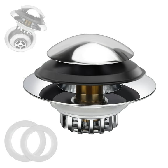 TSV Bathtub Stopper, Universal 2 in 1 Copper Pop-up Tub Plug Replacement