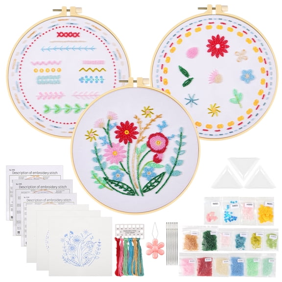 TSV Bead Embroidery Kit for Adults Beginners, 3 Sets Bling Bling Bead Embroidery Kit with Step by Step Stitch Video & Instructions