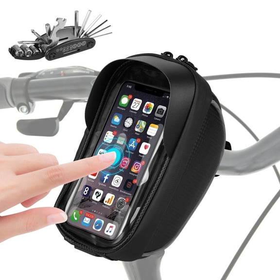 TSV Bike Phone Holder Bag with Repair Tool Kit, Waterproof Cycle Front Frame Handlebar Bag