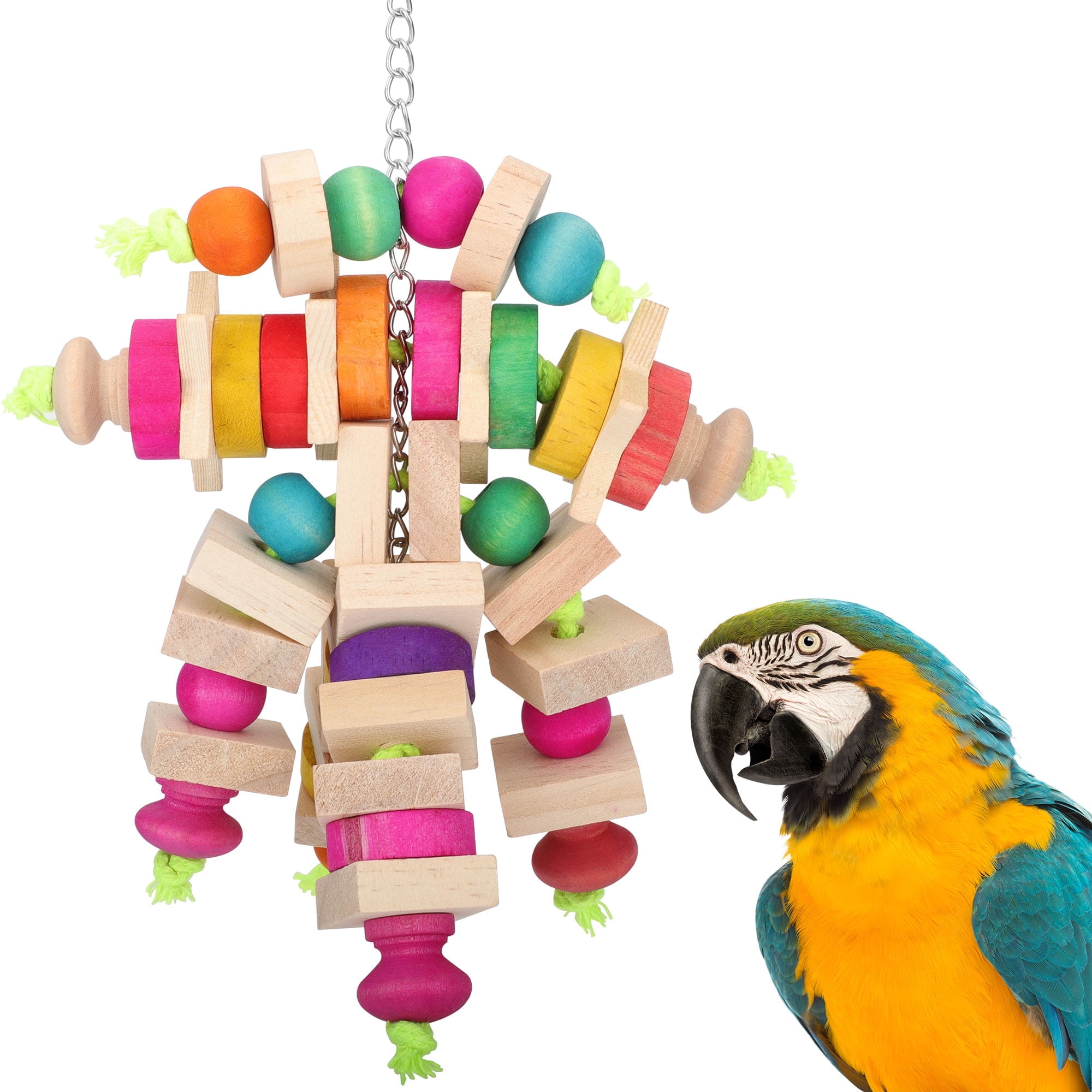 TSV Bird Toys Parrots Parakeet Natural Wooden Block Toy for Climbing Chewing Unraveling Preening