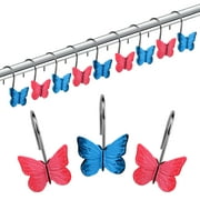 TSV Butterfly Shower Curtain Hooks, 12pcs Resin Vintage Rustproof Shower Hooks for Curtain Decor