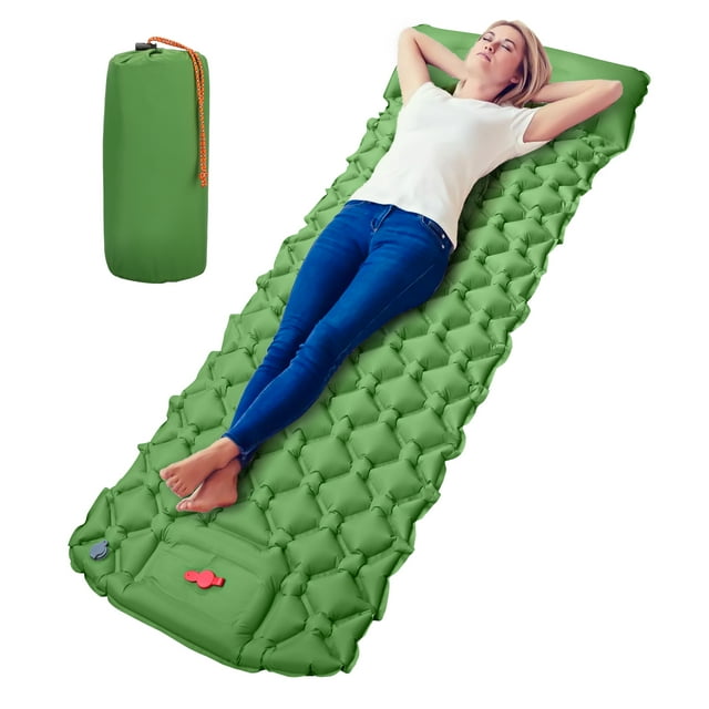 TSV Camping Sleeping Pad, Extra Thick Inflatable Mat with Air Pillow for Backpacking Hiking