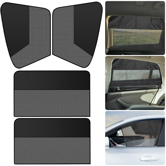 TSV Car Window Sun Shade, Magnetic Mesh Privacy Curtain, Light Block for Napping, Sleeping, Resting, Black