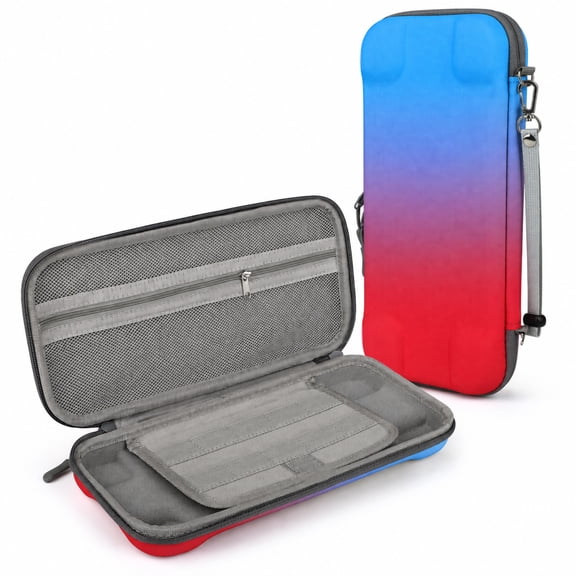 TSV Carrying Case Compatible with Nintendo Switch 2, Slim EVA Hard Shell Travel Protective Case with 10 Game Card Slots, Red & Blue Gradient