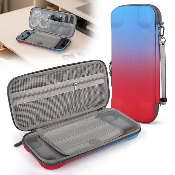TSV Carrying Case Fit for Nintendo Switch 2 (2025), Hard Shell Travel Bag fit for Nintendo Switch 2, Shockproof Protective Bag, Red & Blue Gradient