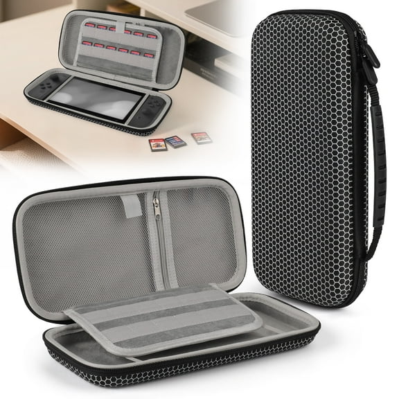 TSV Carrying Case Fit for Nintendo Switch 2 with 24 Game Card Slots, Protective Hard Shell Pouch, Portable Travel Storage Bag for Console & Accessories, Black