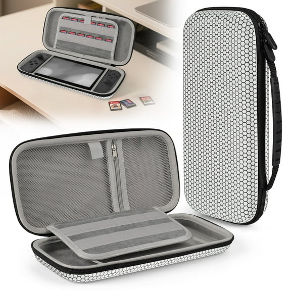TSV Carrying Case Fit for Nintendo Switch 2 with 24 Game Card Slots, Protective Hard Shell Pouch, Portable Travel Storage Bag for Console & Accessories, White