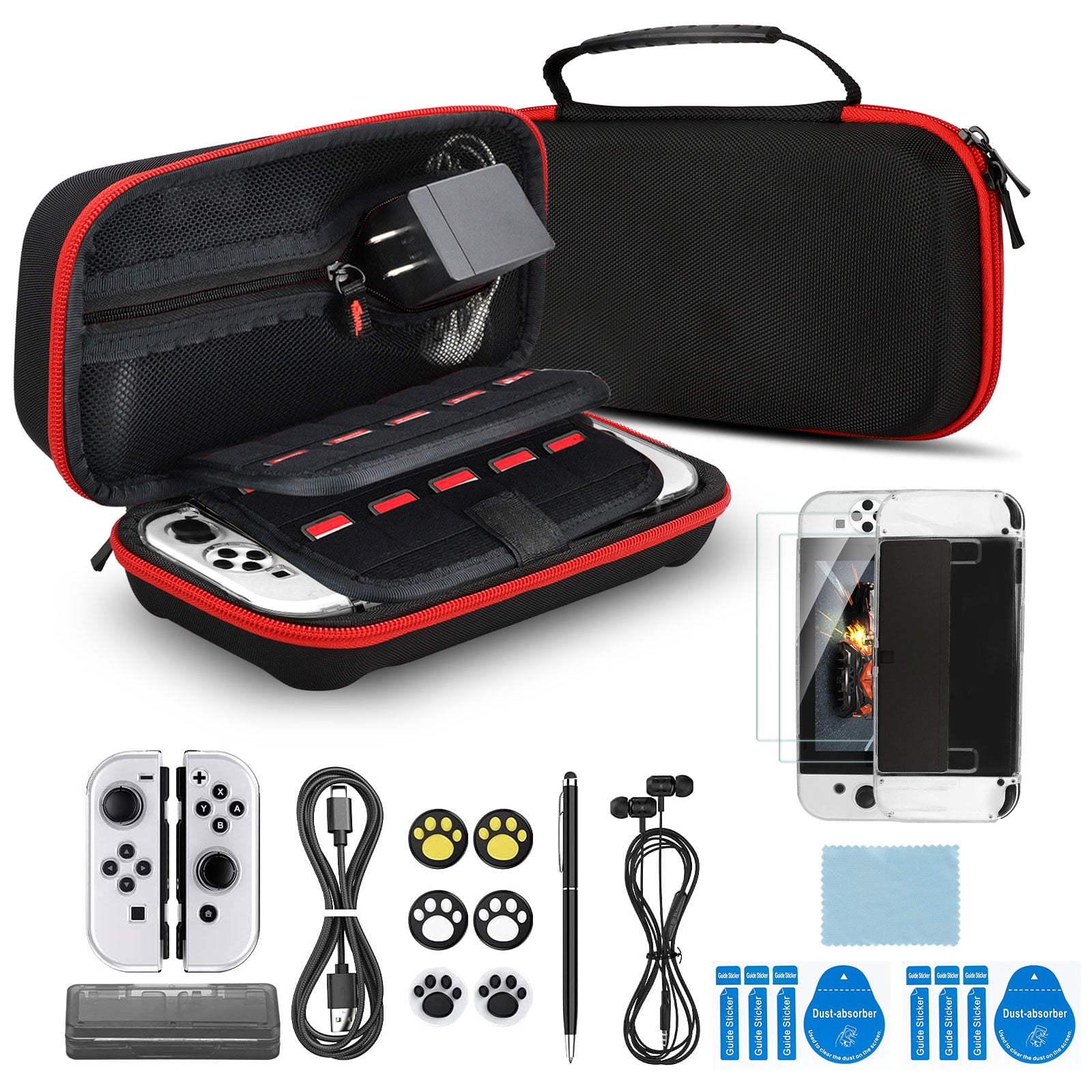 TSV Carrying Case for Nintendo Switch OLED 2021, 16in1 Accessories Bundle Protective Case Bag