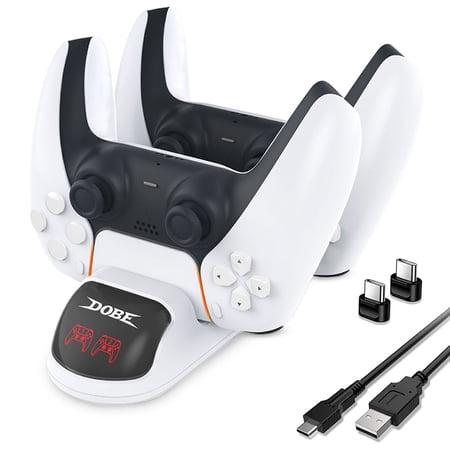 TSV Charging Dock Fit for PS5 Controller, Dual Controller Charging Station, Fast Charging Stand for PlayStation 5 DualSense Controller with LED Indicator, Type-C Charging Cable