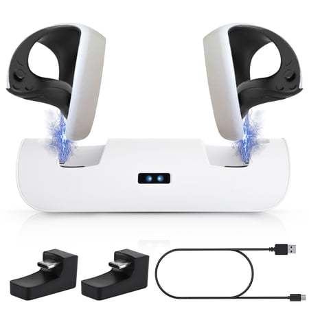 TSV Charging Station Fit for PS VR2 Sense Controllers, Dual Controller Charging Dock, Non-Slip Controller Mount Display Stand with LED Indicator, Type-C Cable for PS VR2 Accessories