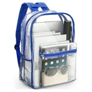 TSV Clear Backpack, Heavy Duty PVC Transparent Backpack, See Through Bookbag for Stadium,Travel, School, Black