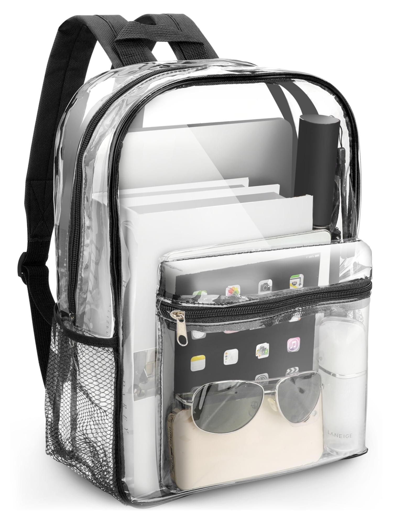 TSV Large Book Bag, Clear Backpack, Heavy Duty PVC, Transparent