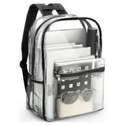 Clear Backpack, Heavy Duty PVC Transparent Backpack, See Through Bookbag for Stadium,Travel, School, Black