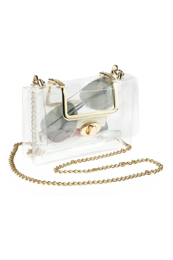 Clear Crossbody Bag, Ladies Clutch with Chain Strap, Stadium Approved Clear Bag for Concerts