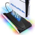 thumbnail image 1 of TSV Cooling Fan Station Fit for PS5 Pro/Slim Disc & Digital Editions with 3-Speed Silent Fan, USB Charging Ports, RGB Light, 1 of 8