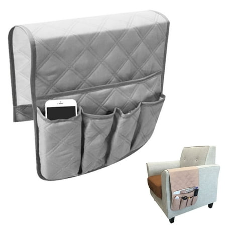 TSV Couch Sofa Chair Armrest Organizer, Anti-Slip Recliner Chair Armrest Cover Storage Holder, 5 Pockets Armchair Caddy for Smart Phone, Book, Magazines, TV Remote Controls