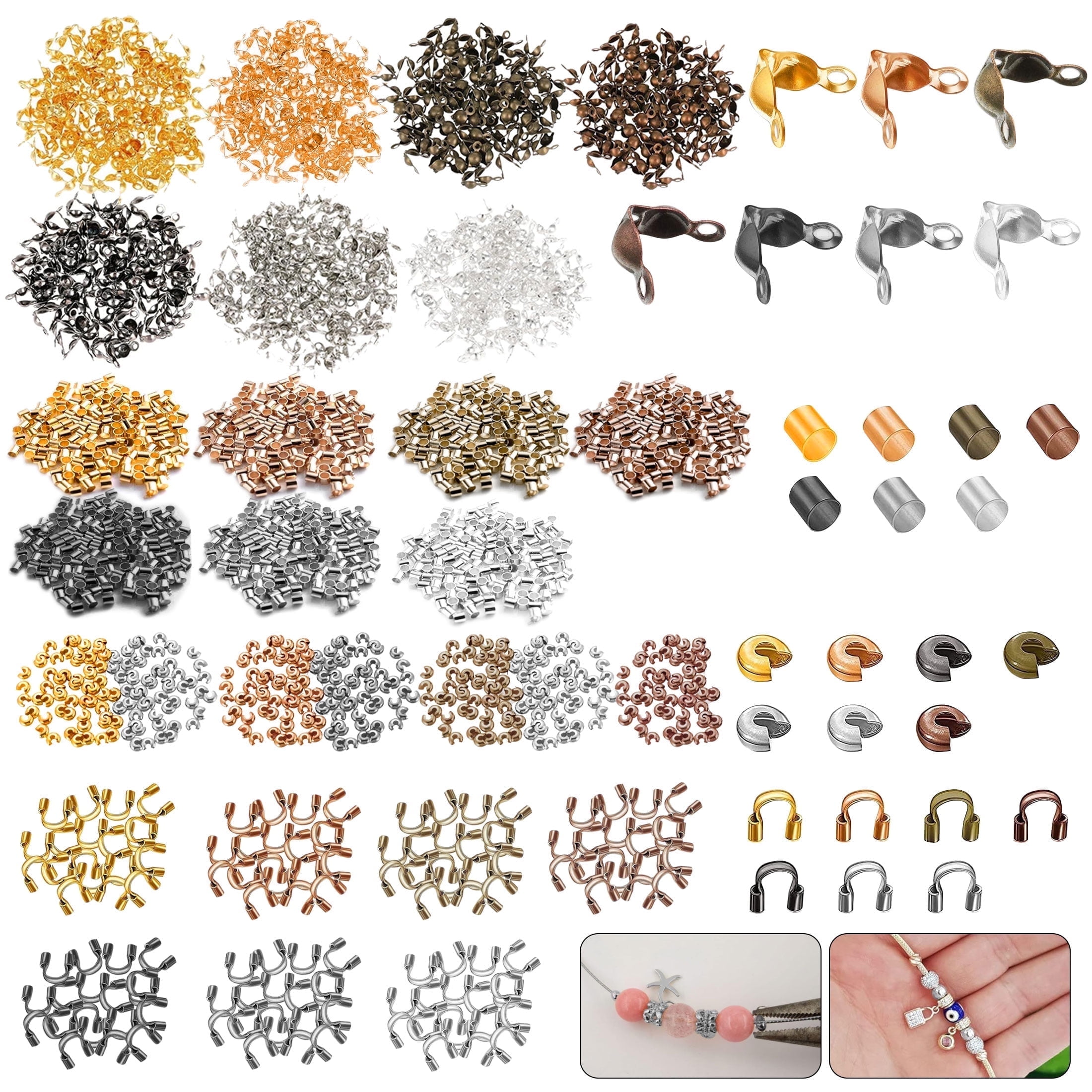 TSV 2100pcs Crimp Beads Kit, DIY Jewelry Bracelets Necklaces Making Kit