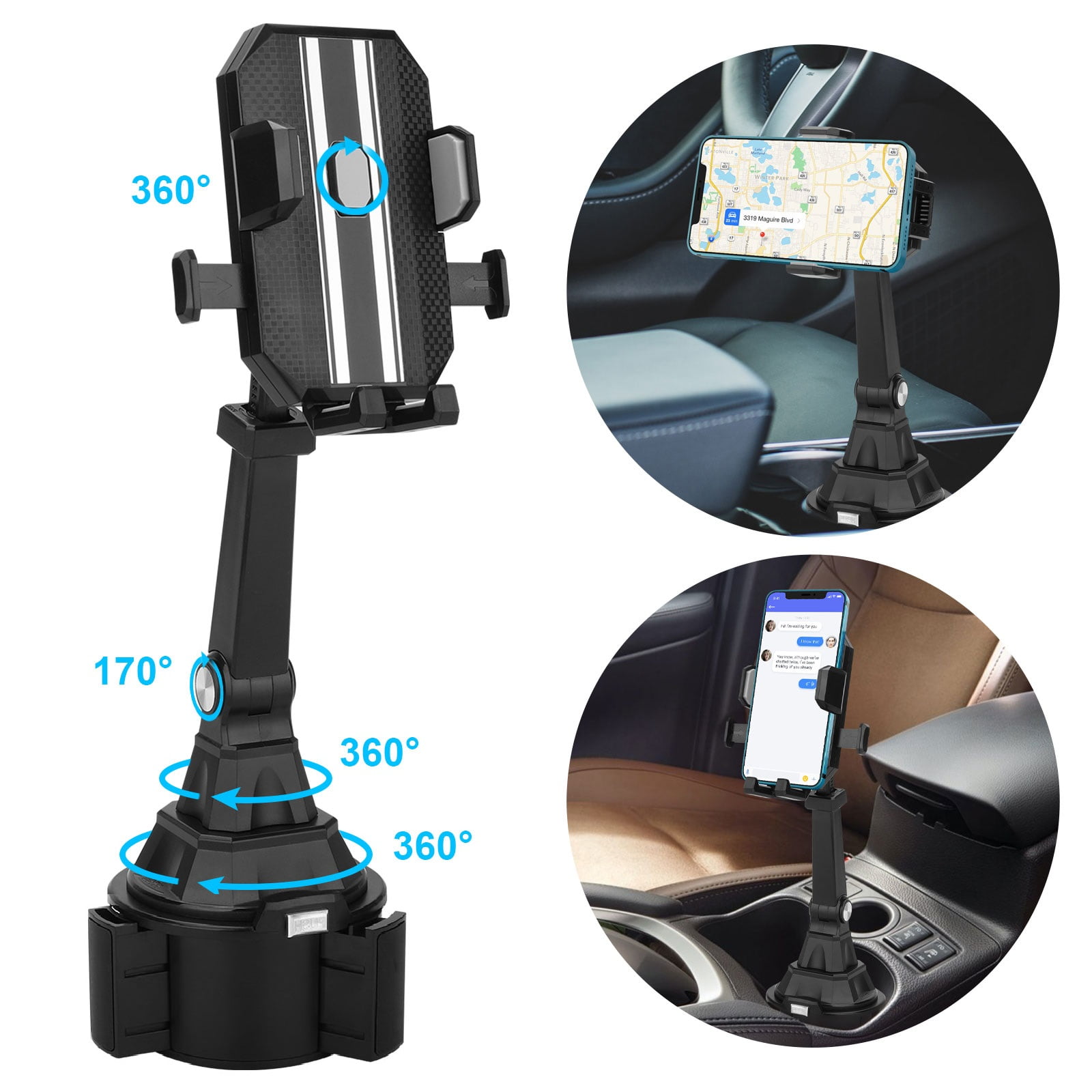 TSV Phone Holder for Car, Suction Cup Phone Mount, Universal Car Mount 360°  Adjustable Gooseneck Holder Cradle Stand Fit for iPhone 13, 12 Mini, 11 Pro  Max, Samsung Note20 Ultra, S20+ 