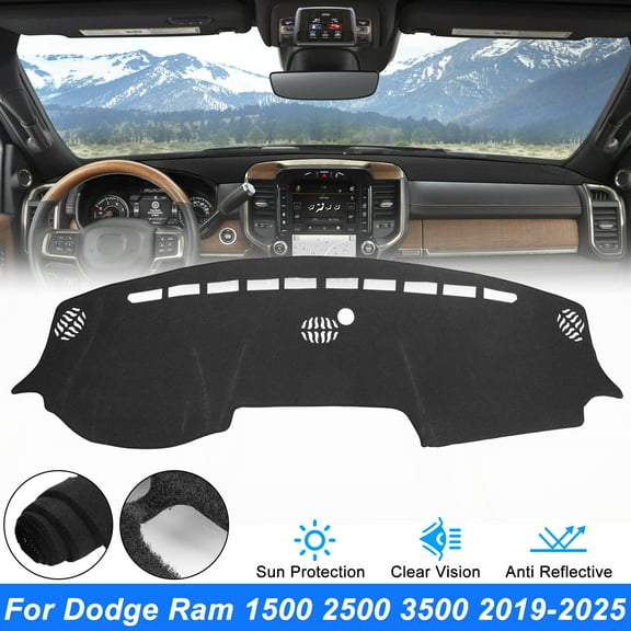 TSV Dashboard Cover Mat Fit for 2019-2025 Dodge Ram 1500 2500 3500, Anti-Slip Dash Carpet Pad