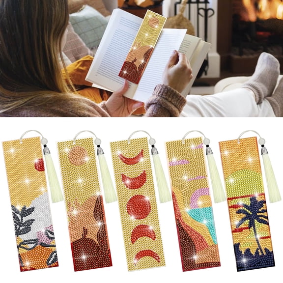 TSV Diamond Painting Bookmark Kit, DIY Rhinestone Acrylic Bookmarks with Tassels for Beginners, Craft & Art Supplies Set
