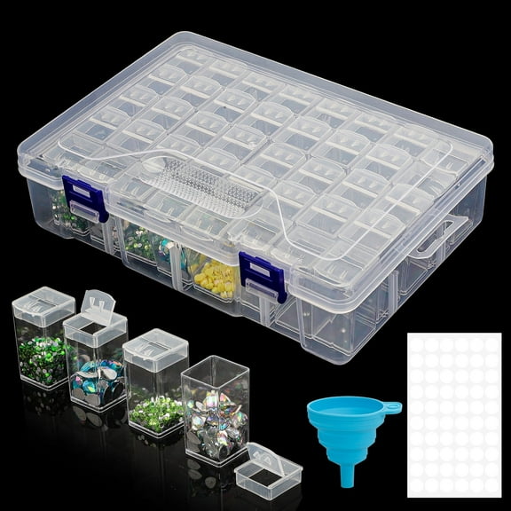TSV Diamond Painting Storage Containers Set, 40 Grid Bead Organizer Box with Diamond Painting Labels, Foldable Funnel