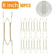 TSV Dish Display Plate Hangers, 10 Pack 8 inch Stainless Steel Decorative Wire Plate Hanger Holders, Spring Hook Holder Hanging Wire for Decorative Plates and Art
