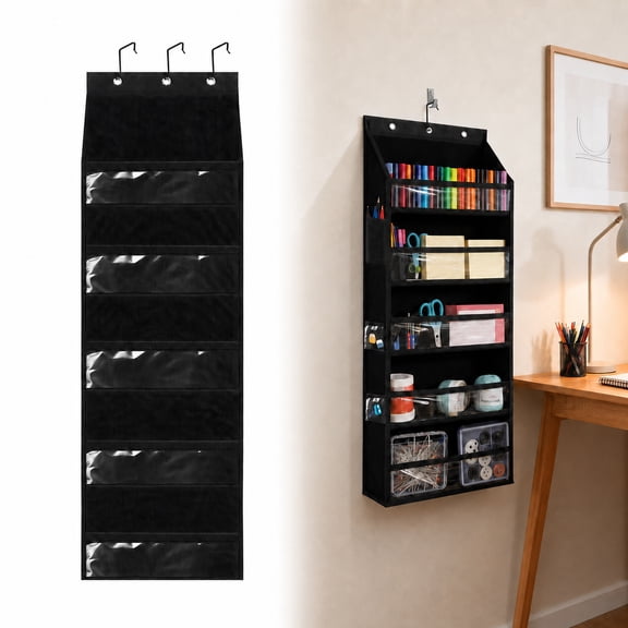 TSV Over the Door Organizer, Large Capacity Hanging Organizer with 5 Large Pockets, Heavy Duty Behind Door Closet Organizer and Storage for Toys, Shoes, Purse, Diaper, & Sewing