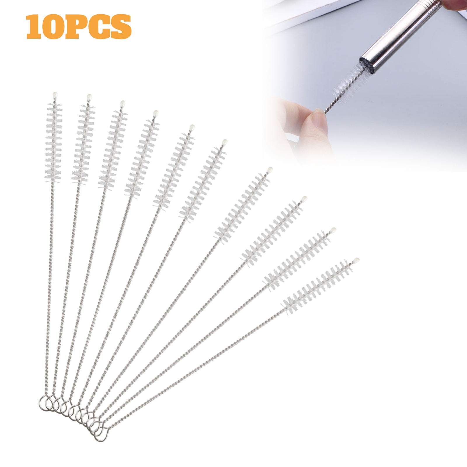 10-Pack Nylon Straw Cleaning Brushes - Durable Stainless Steel Drinking  Pipe Cleaners for Reusable Straws TIKA