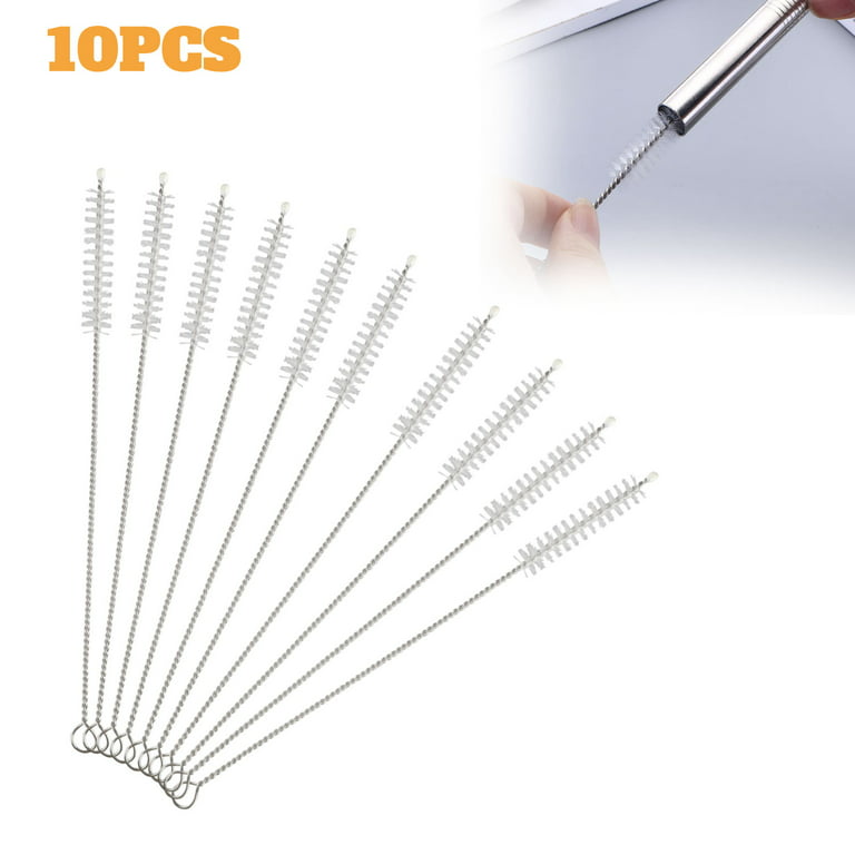 TSV Drinking Straw Cleaning Brushes Set 10 Extra Long 10mm Extra Wide Pipe  Tube Cleaner Nylon Bristles Stainless Steel Handle, Cleaning Brush for