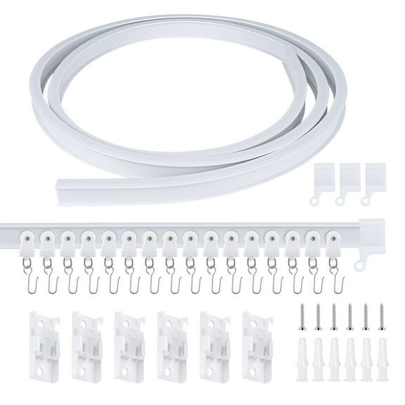 TSV Flexible Bendable Ceiling Curtain Track, 6.6ft Ceiling Mount for Curtain Rail with Track Curtain System, RV Curtain Track, Room Divider