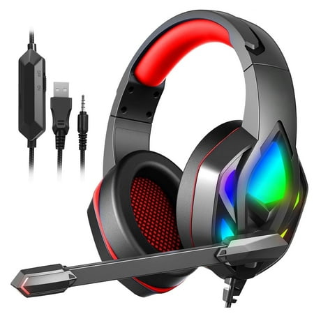 TSV Gaming Headset Fit for PC/PS4/Xbox One, 3.5mm Wired Over-Ear Headphones with Noise Canceling Mic