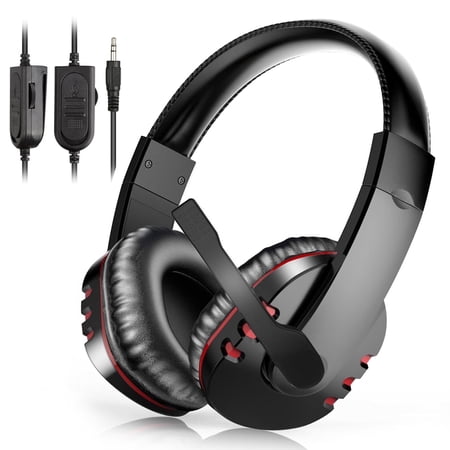 TSV Gaming Headset with Microphone Fit for PC/PS4/PS5/Xbox One/Nintendo, Stereo Noise Canceling Wired Headset, 3.5mm Over-Ear Headphones