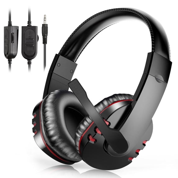 TSV Gaming Headset with Microphone Fit for PC/PS4/PS5/Xbox One/Nintendo, Stereo Noise Canceling Wired Headset, 3.5mm Over-Ear Headphones