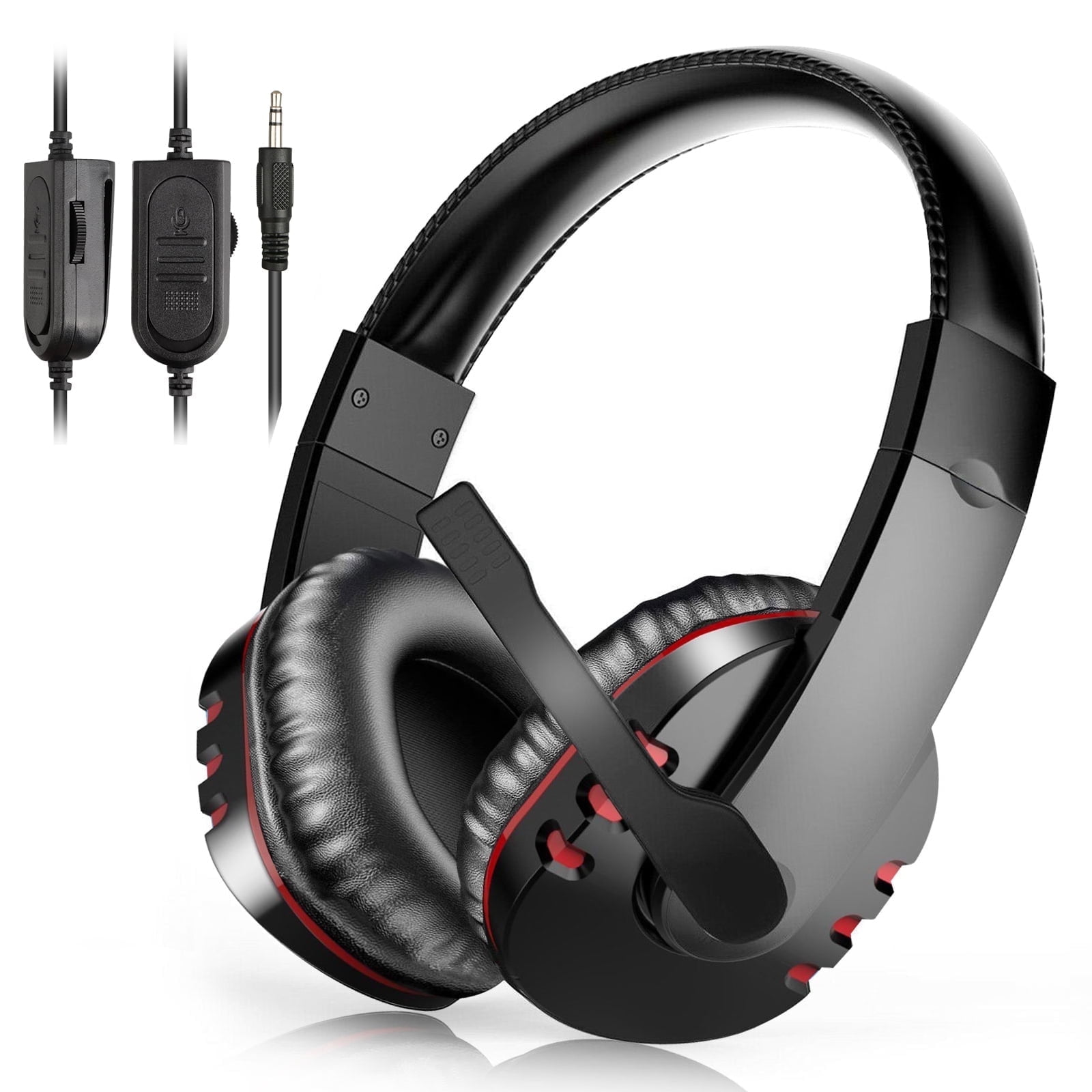 TSV Gaming Headset with Microphone Fit for PC/PS4/PS5/Xbox One/Nintendo, Stereo Noise Canceling Wired Headset, 3.5mm Over-Ear Headphones
