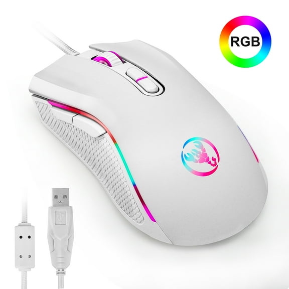 TSV Gaming Mouse Wired, USB Computer Mouse with 4 Adjustable DPI, RGB Backlit LED, Side Buttons, Ergonomic Optical Mice for PC, Laptop, Windows, Mac, Vista, Linux, Gamer