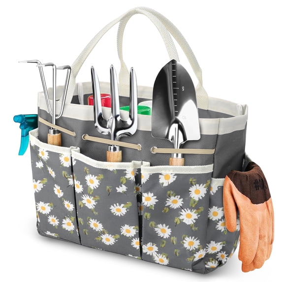 TSV Garden Tool Bag, Gardening Tote Bag with 9 Pockets, Heavy Duty Gardening Tool Kit Holder