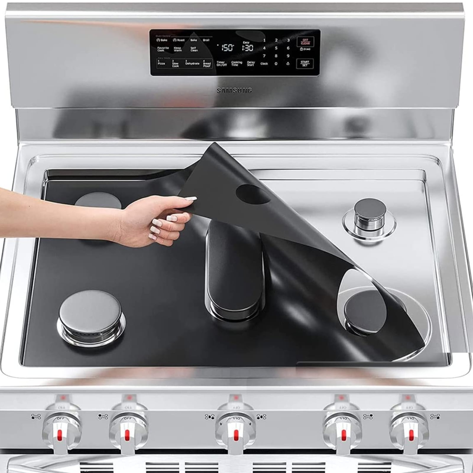 Stove Cover - DIY GAS Stove Top Covers for Samsung LG GAS Range 3 Pack with 2pcs Stove Gap Covers, Reusable Stove Covers for GAS Stove Top Non-Stick